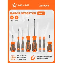 Набор отвёрток 8 пр. (SL2.5-SL6, PH00-PH2) блистер ATAU046 AIRLINE