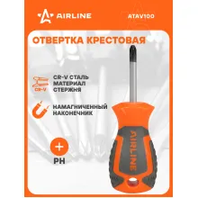 Отвертка крестовая PH1x38мм, магнитный наконечник, пласт.подвес ATAV100 AIRLINE