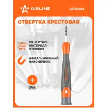 Отвертка крестовая PH000x25мм, магнитный наконечник, пласт.подвес ATAV304 AIRLINE