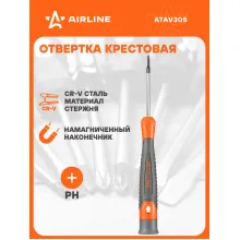 Отвертка крестовая PH000x50мм, магнитный наконечник, пласт.подвес ATAV305 AIRLINE