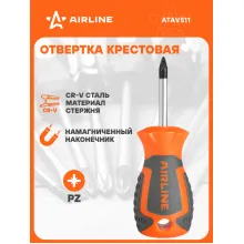 Отвертка крестовая PZ1x38мм, магнитный наконечник, пласт.подвес ATAV511 AIRLINE