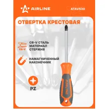 Отвертка крестовая PZ3x100мм, магнитный наконечник, пласт.подвес ATAV530 AIRLINE