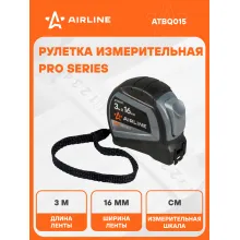 Рулетка строительная измерительная 3 м х 16 мм PRO с автостопом / прорезиненный корпус AIRLINE ATBQ015