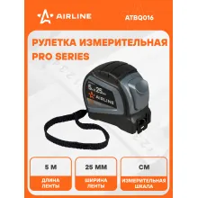 Рулетка строительная измерительная 5 м х 25 мм с автостопом / прорезиненный корпус AIRLINE ATBQ016