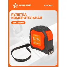 Рулетка строительная измерительная 5 м х 19 мм с автостопом и магнитным зацепом / прорезиненный корпус AIRLINE ATBQ027