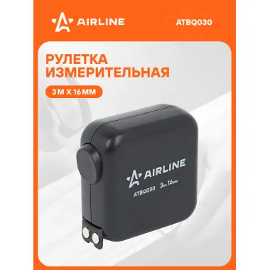 Рулетка в ударопрочном корпусе 3мх16мм, автостоп, магнитный зацеп, двуст. шкала ATBQ030 AIRLINE