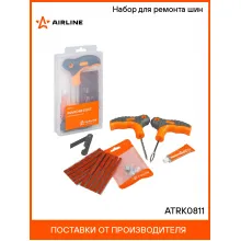 Набор для ремонта шин (прорезин.ручки, клей, шило2шт, жгуты5шт, нож, золотн.4шт, колпач.4шт) ATRK0811 AIRLINE
