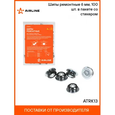 Шипы ремонтные 6 мм, 100 шт. в пакете со стикером ATRK13 AIRLINE