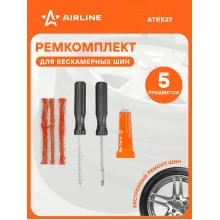 AIRLINE Ремкомплект для ремонта бескамерных шин (клей, шило для жгута, шило спиральное, жгуты 3 шт) / набор для