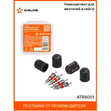 Ремкомплект для вентилей (4 золотника, 4 колпачка на вентиль) в кейсе AIRLINE ATRS001
