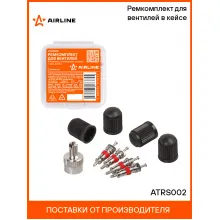 Ремкомплект для вентилей (4 золотника, 4 колпачка на вентиль, ключ) в кейсе AIRLINE ATRS002