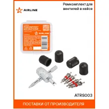 Ремкомплект для вентилей (4 золотника, 4 колпачка на вентиль, метчик) в кейсе AIRLINE ATRS003