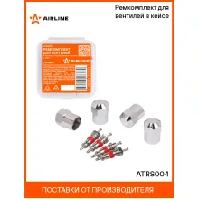 Ремкомплект для вентилей (4 золотника, 4 колпачка на вентиль) в кейсе AIRLINE ATRS004