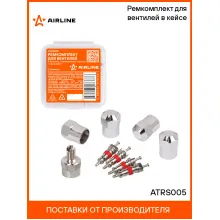 Ремкомплект для вентилей (4 золотника, 4 колпачка на вентиль, ключ) в кейсе AIRLINE ATRS005