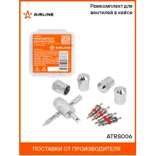 Ремкомплект для вентилей (4 золотника, 4 колпачка на вентиль, метчик) в кейсе AIRLINE ATRS006