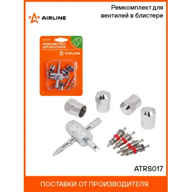 Ремкомплект для вентилей (4 золотника, 4 колпачка на вентиль, метчик) AIRLINE ATRS017