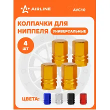 Колпачки на ниппель 4 шт авто, мотоциклов, велосипедов, колясок, золотой / колпачки на шинный вентиль маталл AIRLINE