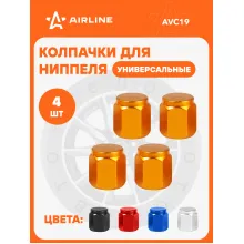 Колпачки на ниппель 4 шт авто, мотоциклов, велосипедов, колясок, оранжевый / колпачки на шинный вентиль металл AIRLINE