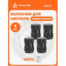 Колпачки на ниппель 4 шт авто, мотоциклов, велосипедов, колясок, черный / колпачки на шинный вентиль металл AIRLINE