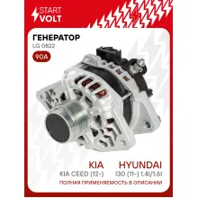 Генератор для Kia Ceed (12-)/Hyundai i30 (11-) 90 А LG 0822