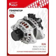 Генератор для автомобилей Kia Cerato III (16-)/ Soul I (11-) 90 А LG 0832