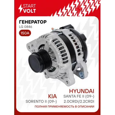 Генератор для автомобилей Kia Sorento II (09-)/Hyundai Santa Fe II (09-) 150 А LG 0846