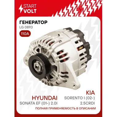 Генератор для автомобилей Hyundai Sonata EF (01-) /Kia Sorento I (02-) 110 А LG 0893