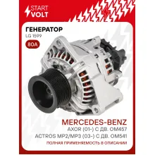 Генератор для автомобилей Mercedes-Benz Actros MP2/MP3 (03-) 80 А LG 1599