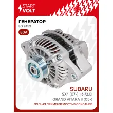 Генератор для автомобилей Suzuki Grand Vitara II (05-)/ SX4 (07-) 80 А LG 2453