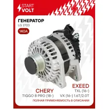 Генератор для автомобилей Chery Tiggo 8 Pro (18-) Exeed TXL (16-) VX (16-) 140 А LG 2723