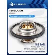 Термостат для автомобилей Nissan Note (E11) (06-)/Micra K12 (02-) 1.2i/1.4i (88°С) (термоэлемент) LT 1402 LUZAR