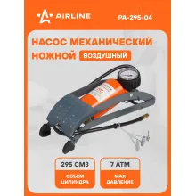 Насос автомобильный ножной, воздушный механический со встроенным манометром, цилиндр 295 см3 AIRLINE PA-295-04