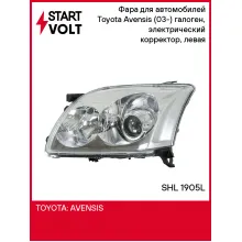 Фара для автомобилей Toyota Avensis (03-) (головного света ) галоген, электрический корректор, левая SHL 1905L StartVolt