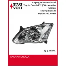 Фара для автомобилей Toyota Corolla E12 (00-) хетчбэк (головного света ) галоген, электрический корректор, левая SHL 1909L StartVolt