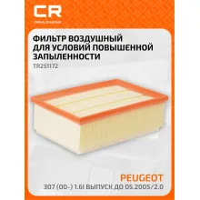 Фильтр воздушный для автомобилей Citroen C4, Peugeot 206 307, фильтр-патрон CARVILLE RACING TR251172