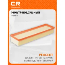 Фильтр воздушный для автомобилей Citroen C4, Peugeot (206, 206+, 307), фильтр-патрон CARVILLE RACING TR36010