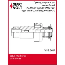 Привод стартера (бендикс) для автомобилей ГАЗ/МАЗ/ПАЗ/ЗИЛ/МТЗ-1221 с дв. ММЗ-Д243/245/260 ЕВРО-2 VCS 3014 StartVolt