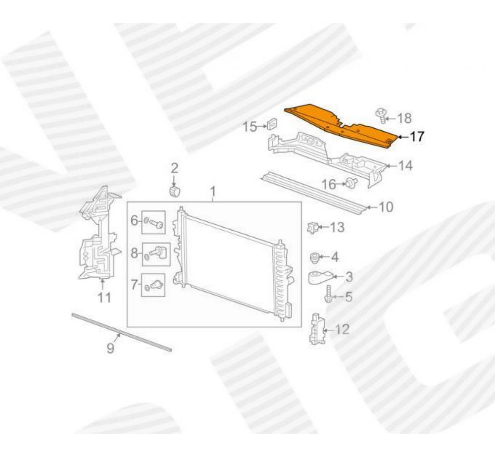 Дефлектор радиатора для Chevrolet Cruze (J400) Дефлектор радиатора для Chevrolet Cruze (J400)
