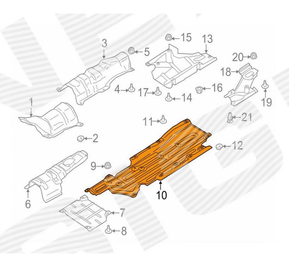 Защита днища (левая) для Ford Edge Защита днища (левая) для Ford Edge