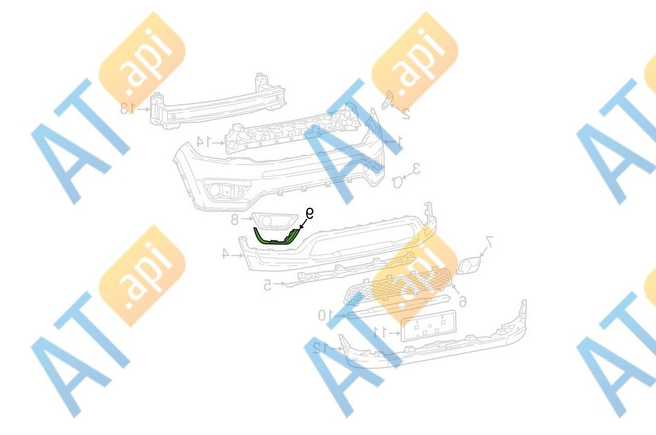 Молдинг бампера (правый) для Jeep Compass II (MP) Молдинг бампера (правый) для Jeep Compass II (MP)