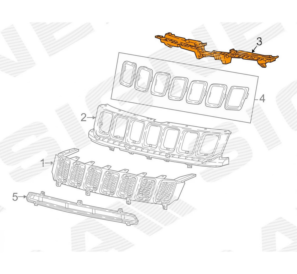 Кронштейн решетки для Jeep Compass II (MP) Кронштейн решетки для Jeep Compass II (MP)