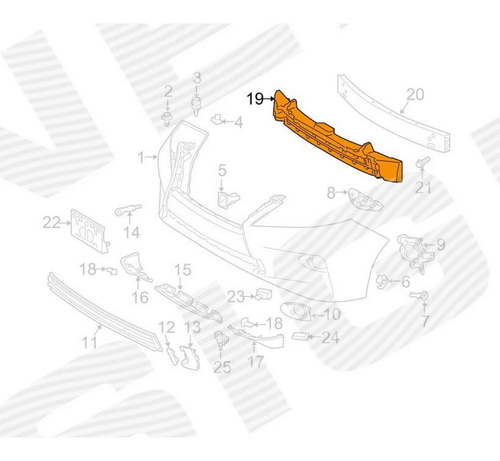Отбойник бампера для Lexus RX III (AL10)