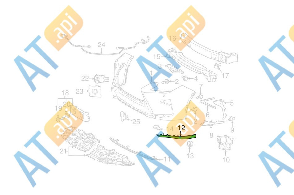 Спойлер бампера (левый) для Lexus RX IV (AL20)